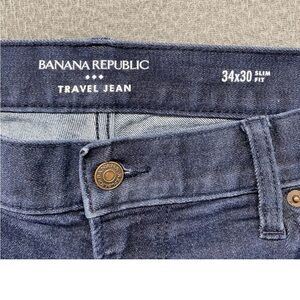 Banana Republic Jeans Mens 34x30 Blue Denim  The Traveler Slim Fit Dark Stretch